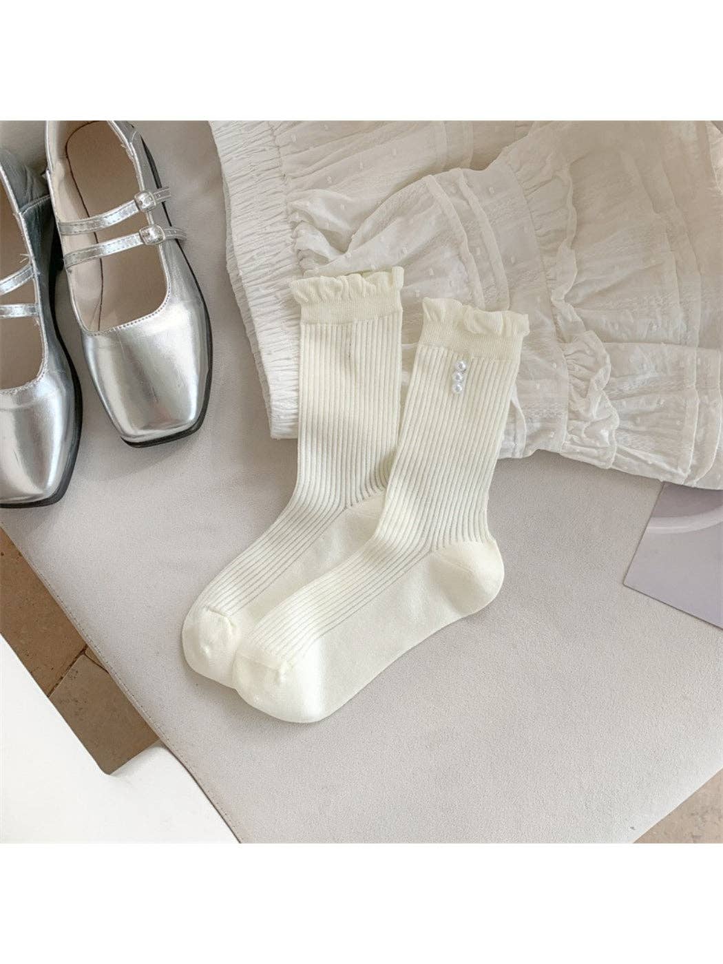 Rufia - Delicate Trim Rib Crew Socks
