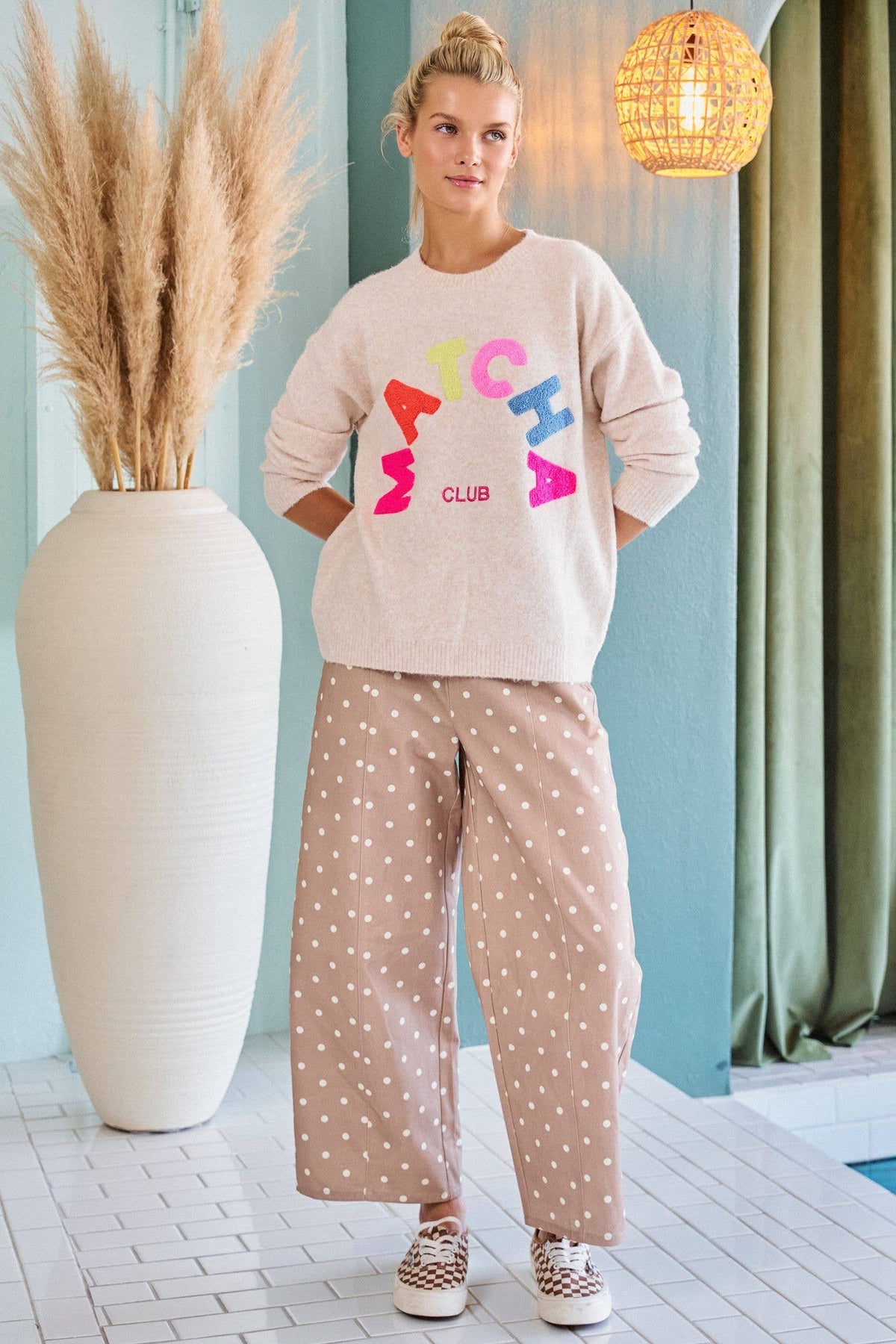 Matcha Club Patch Knit Sweater