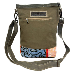 Recycled Tent Crossbody with Vintage Fabric Accented Pocket - No. 3