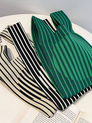 Striped Woven Handbag