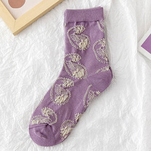 Bohemian Embossed Socks - Purple