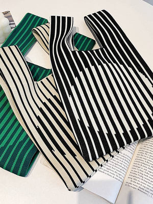 Striped Woven Handbag