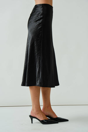 A-Line Satin Midi Skirt