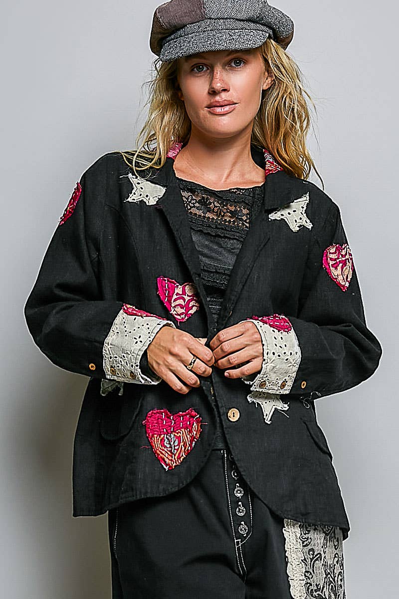 Star & Heart Appliqué Relaxed Blazer