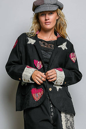Star & Heart Appliqué Relaxed Blazer