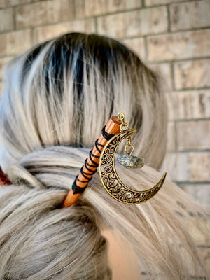 Gemstone Moon Hair Sticks - Moon / Wisdom
