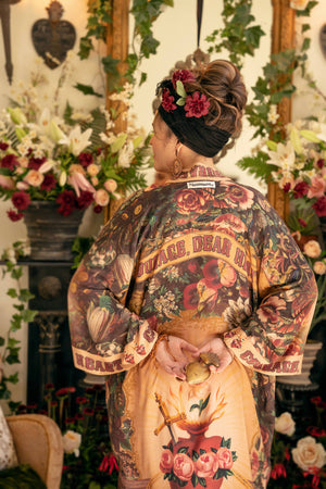 Courage Dear Heart Opera Duster Kimono Robe w/ Sacred Heart