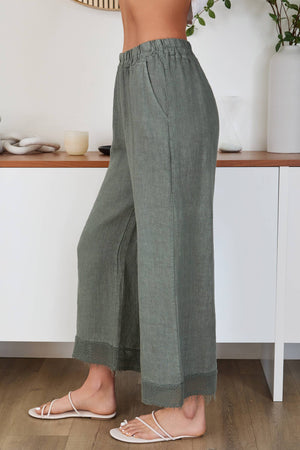 Mesh Hem Wide Leg Pants with Pockets