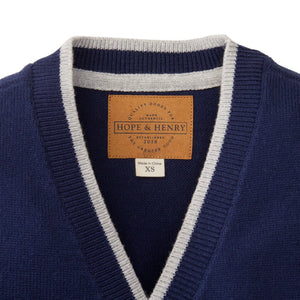 Tipped Organic Cardigan with Elbow Patches