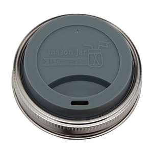 Silicone Drinking Lid with Stainless Steel Band for Mason Jars