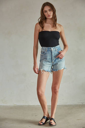Sweetheart Neckline Seamless Ribbed Tube Top
