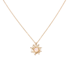Dainty Sun Moon Opal Charm Layering Necklace in Solid Copper