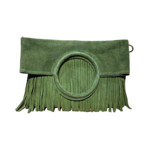 Boho Suede Fringe Wristlet
