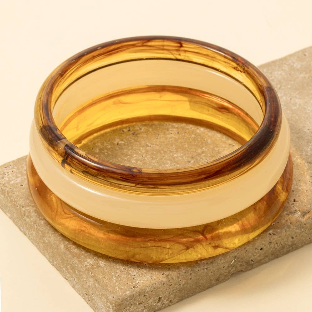 3Pc Mixed Acetate Bangle Bracelets Set