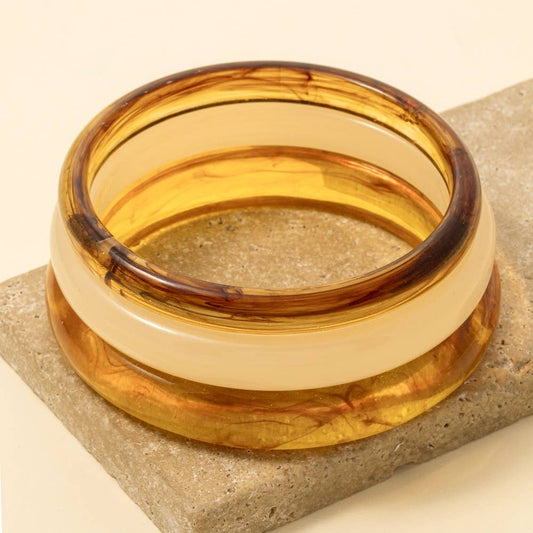 3Pc Mixed Acetate Bangle Bracelets Set