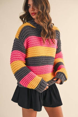 Multi Color Striped Sweater Knit Top