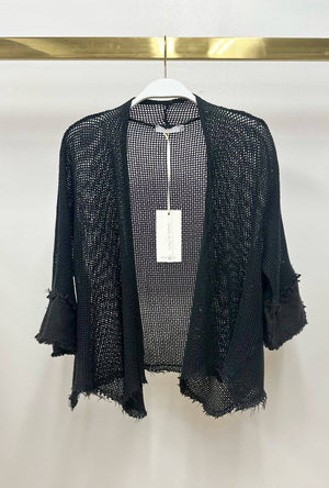 Fishnet Cropped Cardigan