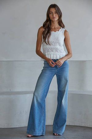Knit Sweater Cotton Blend Top