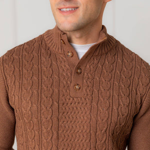 Organic Mock Neck Cable Sweater