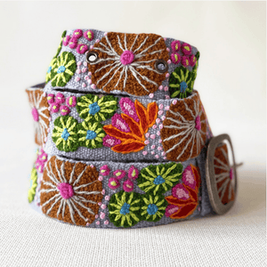 Evening Shade Floral Embroidered Wool Belt