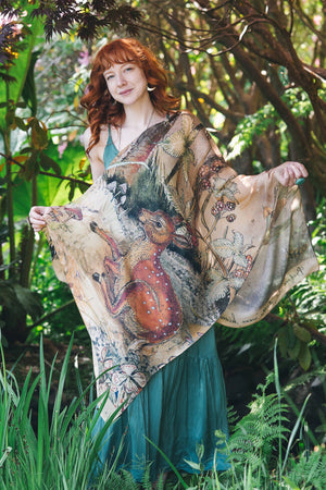 Lovelight Scarf with woodland deer, swallow & poetry