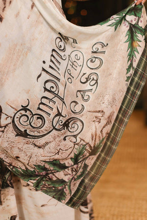 Winter Wish Christmas Scarf with Plaid and Deer