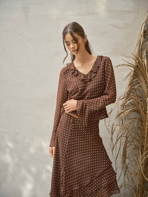 POLKA DOT RUFFLE BLOUSE