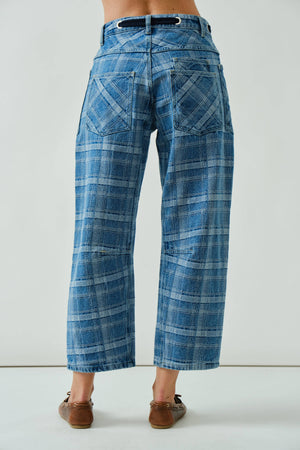 Plaid Semi Barrel Jeans w/ Belt