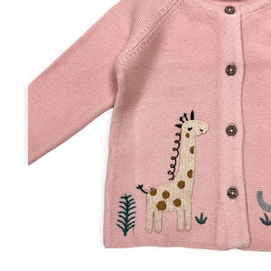 Animal Safari Embroidered Organic Baby Cardigan