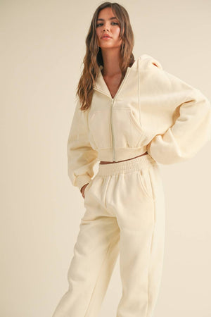Cozy Fleece Oversized Crop Full Zip Hoodie