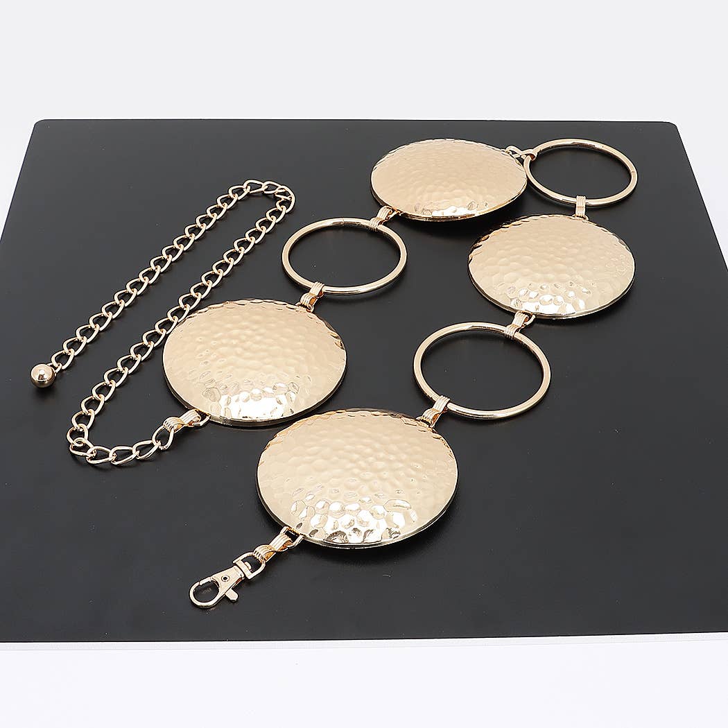 Hammered Disc Linked Chain Waist Belt