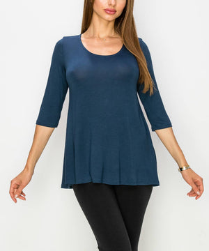 Bamboo Elbow Sleeve Tunic Top