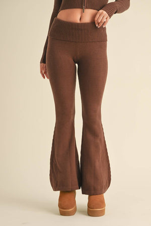 Foldover Flare Knit Sweater Pants