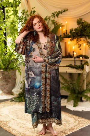 Theatre of Dreams Opera Duster Kimono Robe - Deer and Forest