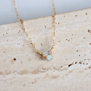 Mini CZ Opal Necklace - Gold Filled