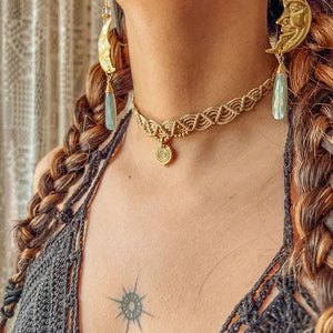 Macrame Beaded Pendant Choker