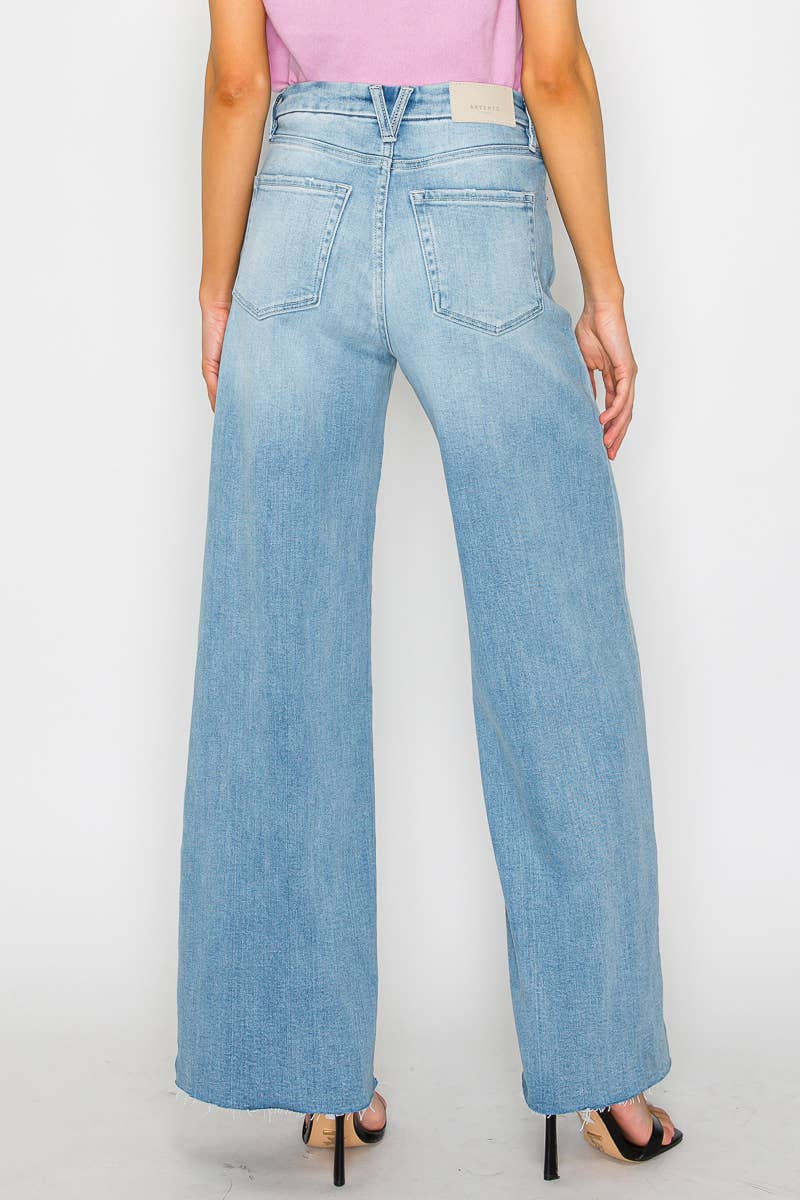 Adjustable Inseam Mid-Rise Wide Leg Jeans