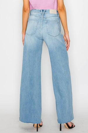 Adjustable Inseam Mid-Rise Wide Leg Jeans