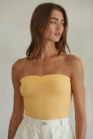 Sweetheart Neckline Seamless Ribbed Tube Top