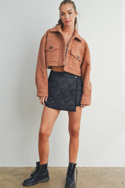 Plaid Pocket Fall Shacket - Rust