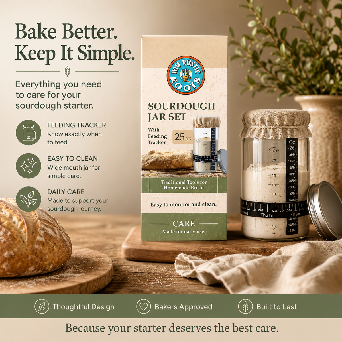 Sourdough Starter Jar Kit with Bonus Starter