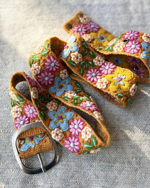 In the Garden Floral Embroidered Wool Belt