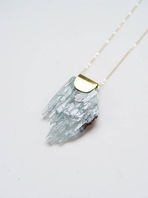Blue Barite Crystal Gold Necklace