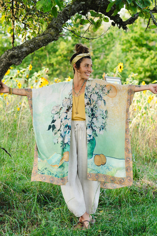 I Paint My Dream Bohemian Van Gogh Goddess Kimono