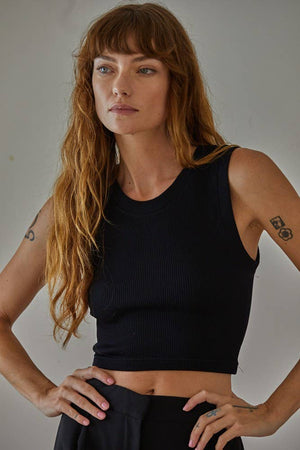 Knit Seamless Ribbed Round Neck Tank Top