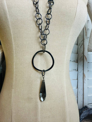 Gorgeous Gunmetal Crystal Necklace