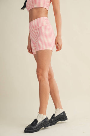 Gingham Print Biker Shorts