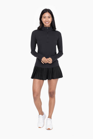 GREEN - Mock Neck Half Zip Long Sleeve Active Top