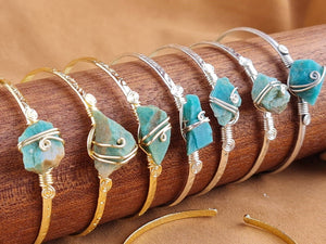 Handcrafted Stone Jewelry in Solid Copper with Silver & Gold Plating