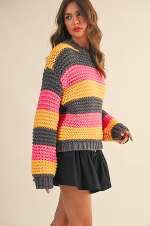 Multi Color Striped Sweater Knit Top